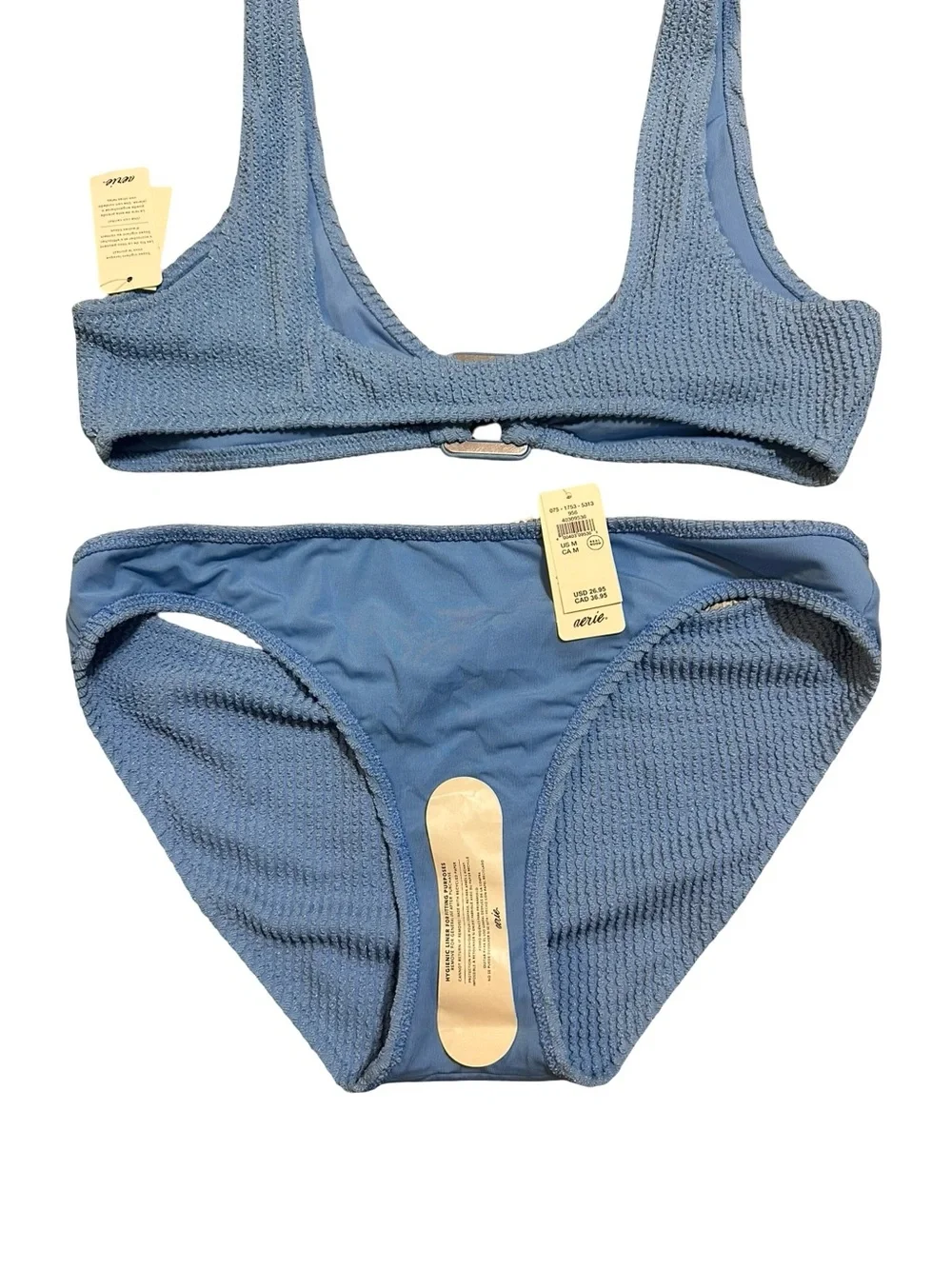 Aerie Blue Textured Bikini Set Size Medium